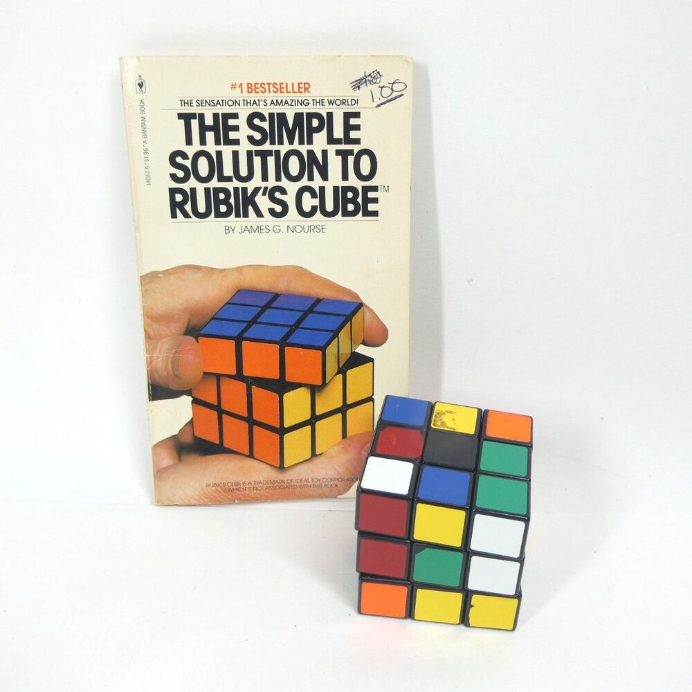 Rubik’s Cube Toy + Book Vintage The Simple Solution to Rubik's Cube 1981